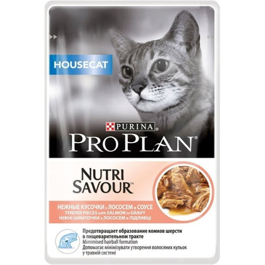 Purina Pro Plan HOUSECAT NUTRISAVOUR (ADULT) cu somon - plic 85 g