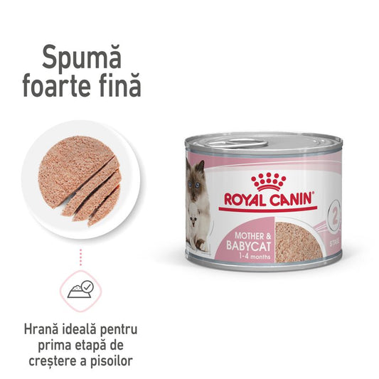 Hrana Umeda pentru pisici Royal Canin Mother & Babycat,mousse conserva 195 g